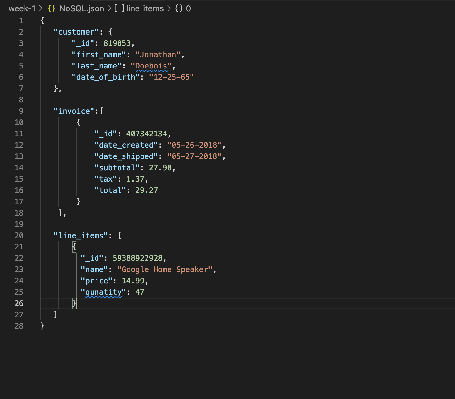 Simple NoSQL DB Model